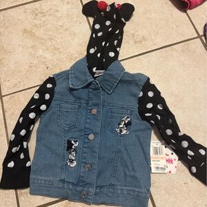Kids Denim Jacket with Polka Dot Sleeves